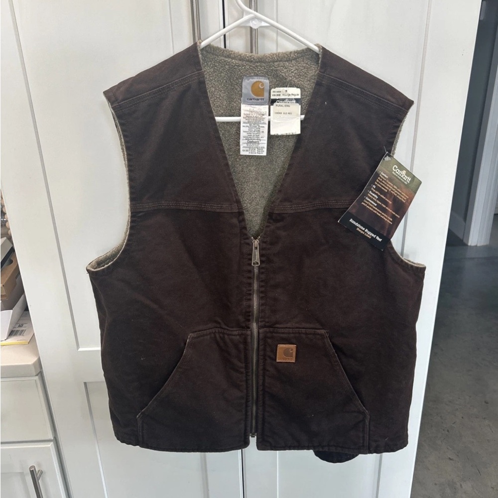 MENS Carhartt Brown Sherpa-Lined Vest XL